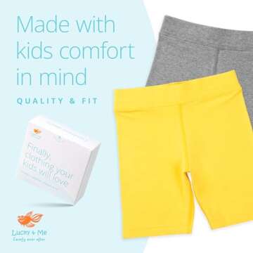 Lucky & Me | Kylie Girls Organic Cotton Bike Shorts | Tagless with Good Coverage (3-Pack) (7-8 Years, Cheer)