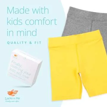 Lucky & Me | Kylie Girls Organic Cotton Bike Shorts | Tagless with Good Coverage (3-Pack) (7-8 Years, Cheer)