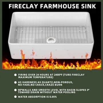 TUKTUK 33-Inch Fireclay Farmhouse Sink: Durable & Stylish