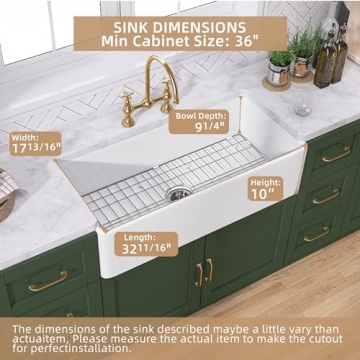 TUKTUK 33-Inch Fireclay Farmhouse Sink: Durable & Stylish