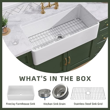 TUKTUK 33-Inch Fireclay Farmhouse Sink: Durable & Stylish