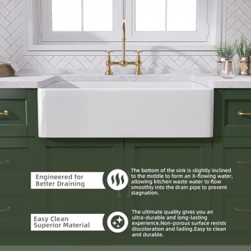 TUKTUK 33-Inch Fireclay Farmhouse Sink: Durable & Stylish