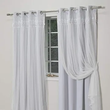 Elegant Thermal Insulated Blackout Curtains with Lace Overlay