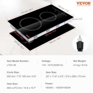VEVOR 12-Inch Electric Stove with 2 Burners