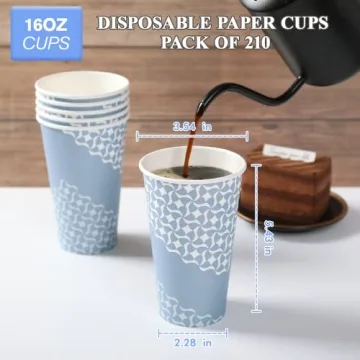 MUCHII Blue Disposable Paper Cups - 210 Count for Every Occasion