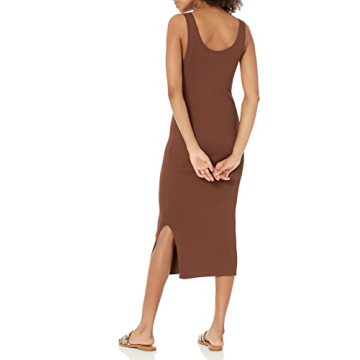 The Drop Women's Yasmin Rib Midi Sweater Tank Dress, Chocolate, L