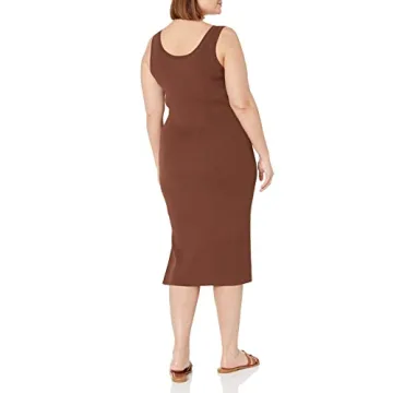 The Drop Women's Yasmin Rib Midi Sweater Tank Dress, Chocolate, L