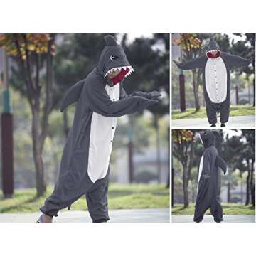WOTOGOLD Animal Cosplay Costume Gray Shark Unisex Adult Pajamas Gray,Large