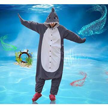WOTOGOLD Gray Shark Pajamas for Adults - Cozy Cosplay Costume