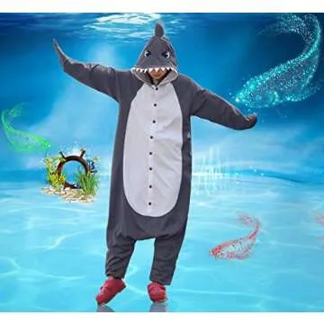 WOTOGOLD Gray Shark Pajamas for Adults - Cozy Cosplay Costume