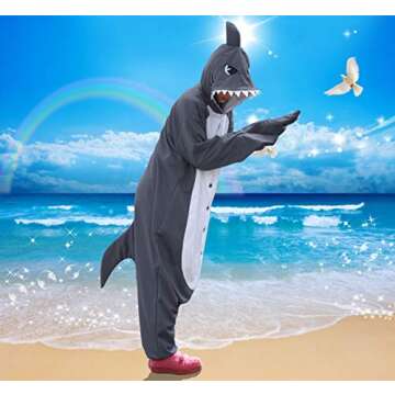 WOTOGOLD Gray Shark Pajamas for Adults - Cozy Cosplay Costume