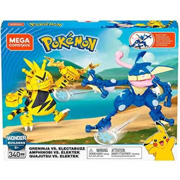 Mega Construx Pokemon Greninja vs. Electabuzz Construction Set with Character Figures, Building Toys for Kids (340 Pieces)