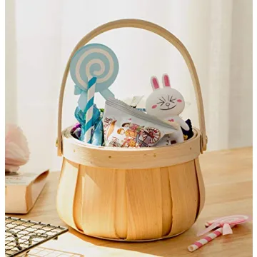 Vintiquewise Small Round Wooden Basket for Every Occasion