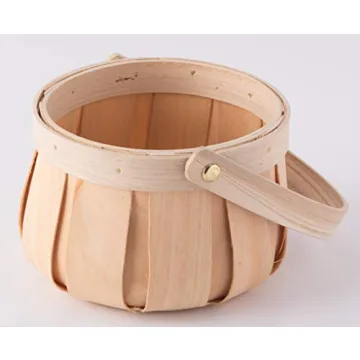 Vintiquewise Small Round Wooden Basket for Every Occasion
