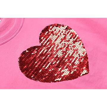 Little Girls Shirts Love Heart Mermaid Red Silver Sequin Sport Activewear Long Sleeve Pink Tops 4t