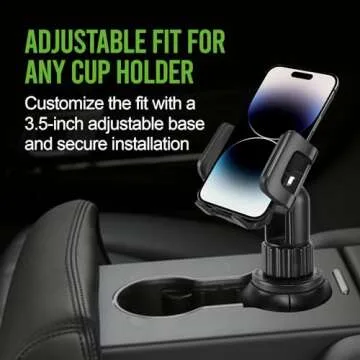 Cellet Car Phone Holder Mount - Adjustable 6.5-Inch Cup Holder Design for Smartphone Convenience