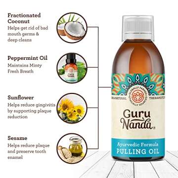 GuruNanda Original Oil Pulling Oil & Whitening Pulling Oil, Blend of Coconut & Pure Peppermint Oil -...
