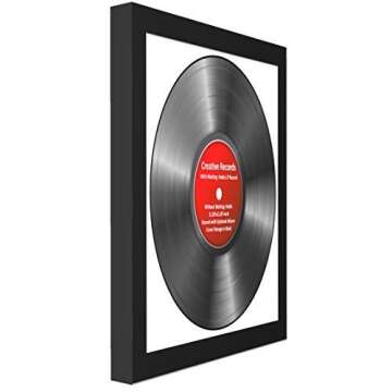 CreativePF [lp12.5x12.5bk-w] LP Vinyl Record Album Frame Display with White Mat, LP Record Insert, Glass and Wall Hanger