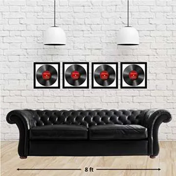 CreativePF [lp12.5x12.5bk-w] LP Vinyl Record Album Frame Display with White Mat, LP Record Insert, Glass and Wall Hanger