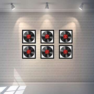 CreativePF [lp12.5x12.5bk-w] LP Vinyl Record Album Frame Display with White Mat, LP Record Insert, Glass and Wall Hanger