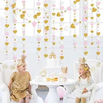 Valentine's Day Pink and Gold Heart Garland Decoration