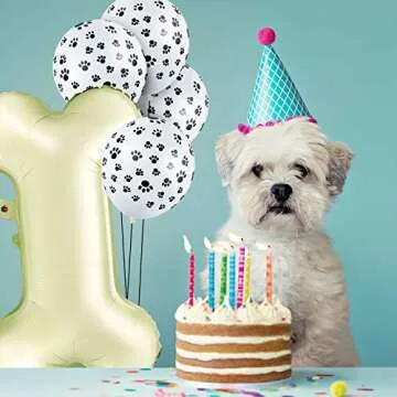 44 Pieces Dog Themed Balloons Included 40 Pieces Dog Paw Print Latex Balloons and 4 Pieces Bone Shaped Foil Balloons Bone Balloons for Pets Dog Kids Birthday Party Supplies