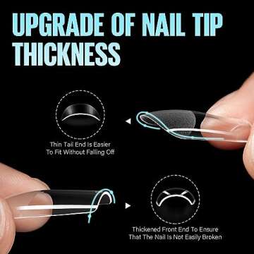 TOMICCA Soft Gel Nail Tips, 504pcs Medium Square Half Matte Nails Full Cover Acrylic Pre Shape, 12 Sizes Press on Clear Soft Gel Fake Nail Tips for Nail Extension Art Home DIY Nail Salon