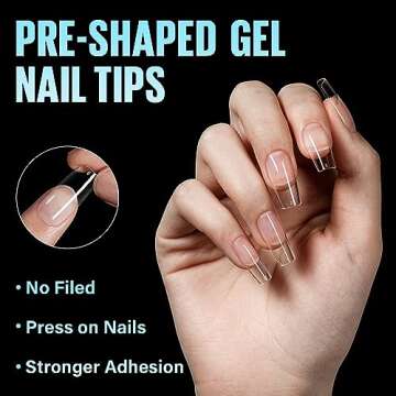 TOMICCA Soft Gel Nail Tips, 504pcs Medium Square Half Matte Nails Full Cover Acrylic Pre Shape, 12 Sizes Press on Clear Soft Gel Fake Nail Tips for Nail Extension Art Home DIY Nail Salon