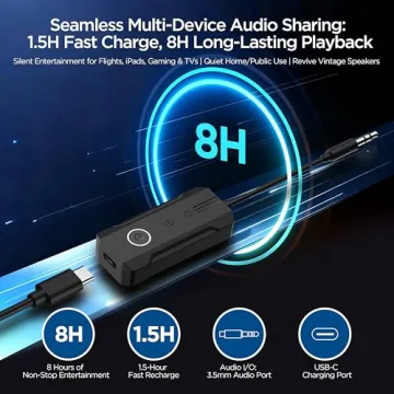 Enhanlife 2026 Bluetooth 6.0 Transmitter Receiver - Travel Essential