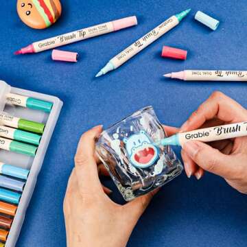 Grabie 72 Colors Paint Markers, Dual-Color Acrylic Pens with 36 Brush Tips, Double Tipped for Rocks & Art Supplies