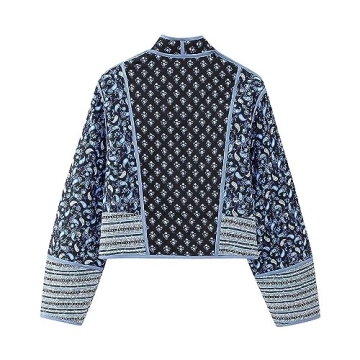 Omoone Women's Cropped Floral Quilted Jacket for Elegant Comfort