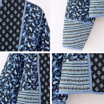 Omoone Women's Cropped Floral Quilted Jacket for Elegant Comfort