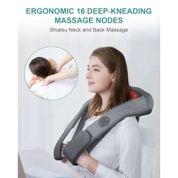 Nekteck Cordless Neck and Back Massager for Pain Relief Deep Tissue, Shiatsu Neck Massager with Heat...