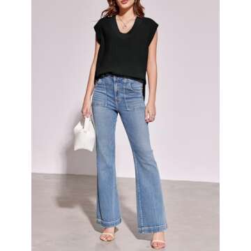 Saodimallsu Womens V Neck Sweater Vest Oversized Ribbed Knit Sleeveless Casual Loose Fit Pullover Tank Top Black