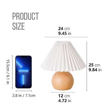 KUNJOULAM Small Pleated Table Lamp for Bedroom & Living Room