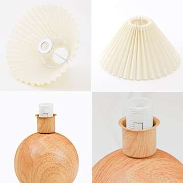 KUNJOULAM Small Pleated Table Lamp for Bedroom & Living Room
