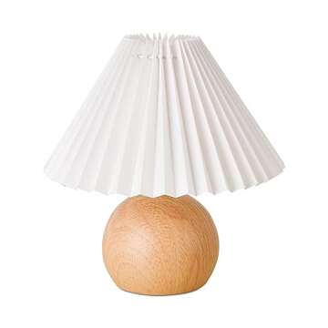 KUNJOULAM Small Pleated Table Lamp for Bedroom & Living Room