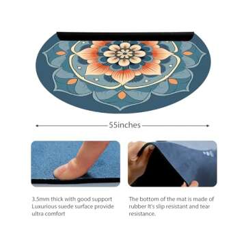 IKULE Extra Large Round Meditation Mat Circular Anti Slip Oversize Rubber Furniture Pad for Yoga,Med...