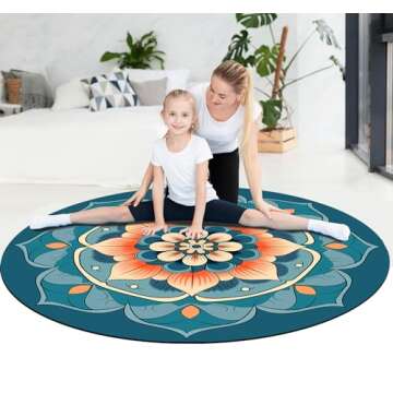 IKULE Extra Large Round Meditation Mat Circular Anti Slip Oversize Rubber Furniture Pad for Yoga,Meditation,Pilates,Exercise for Home Outdoor(140CM X 3.5MM Thick)