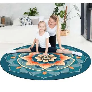 IKULE Extra Large Round Meditation Mat Circular Anti Slip Oversize Rubber Furniture Pad for Yoga,Meditation,Pilates,Exercise for Home Outdoor(140CM X 3.5MM Thick)
