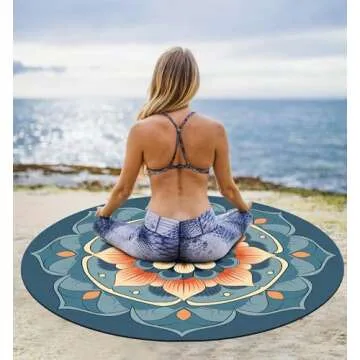 IKULE Extra Large Round Meditation Mat Circular Anti Slip Oversize Rubber Furniture Pad for Yoga,Meditation,Pilates,Exercise for Home Outdoor(140CM X 3.5MM Thick)