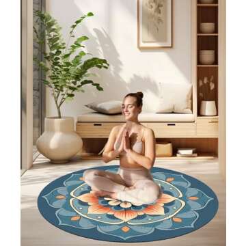 IKULE Extra Large Round Meditation Mat Circular Anti Slip Oversize Rubber Furniture Pad for Yoga,Meditation,Pilates,Exercise for Home Outdoor(140CM X 3.5MM Thick)