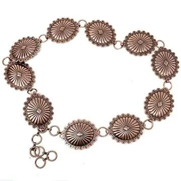 Emulily Western Concho Chain Link Belt for Fashion