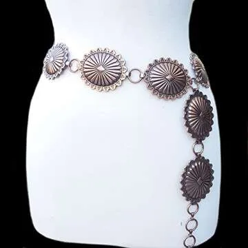 Emulily Western Concho Chain Link Belt for Fashion