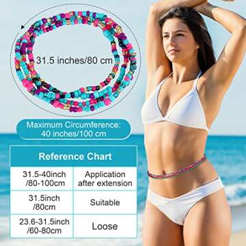 URATOT 10 Pieces Waist Beads Chain with Box Colorful Body Chain Belly Bead Summer Bikini Jewelry for Women, Girl
