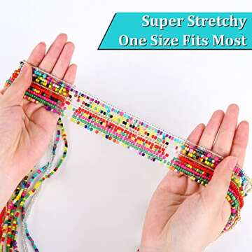 URATOT 10 Pieces Waist Beads Chain with Box Colorful Body Chain Belly Bead Summer Bikini Jewelry for Women, Girl