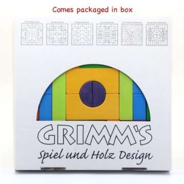 Grimm's Large Standard Building Set - Wooden Modular Blocks, 46 Pieces in 17-inch Storage Tray (4x4 Size)
