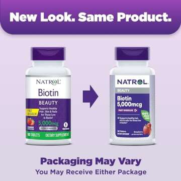 Natrol Beauty Biotin 5000mcg - Fast Dissolve Strawberry Tablets for Healthy Hair Skin and Nails
