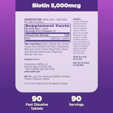 Natrol Beauty Biotin 5000mcg for Hair Skin Nails Energy