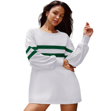 Panadila Womens Oversized Striped Sweatshirt Cozy Pullover Top